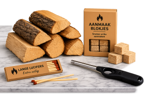 Aansteker, brandhout, lucifers